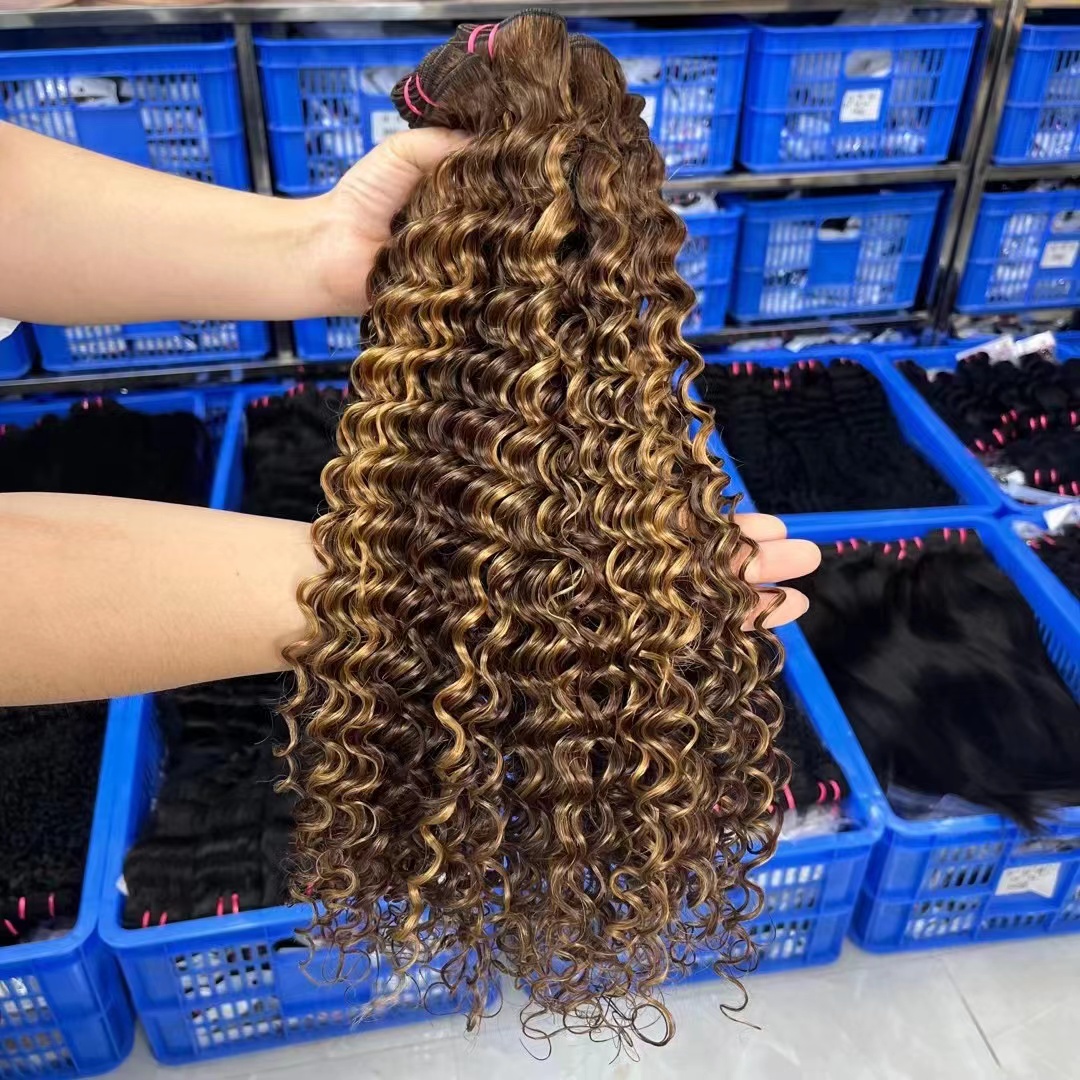 KissBeauty P4/27 Deep Wave hair bundles Piano color hair bundles 100g 100%