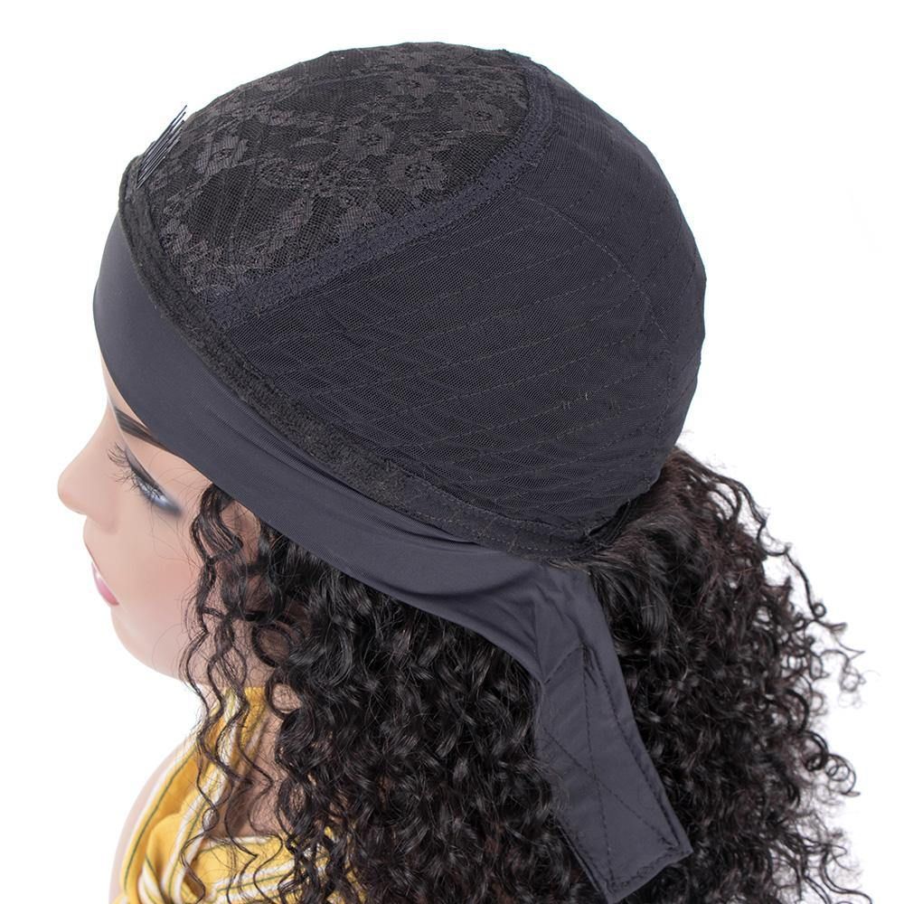 KissBeauty Head band Wig Kinky straight hair Wig easy to wear no gule natural black color wig