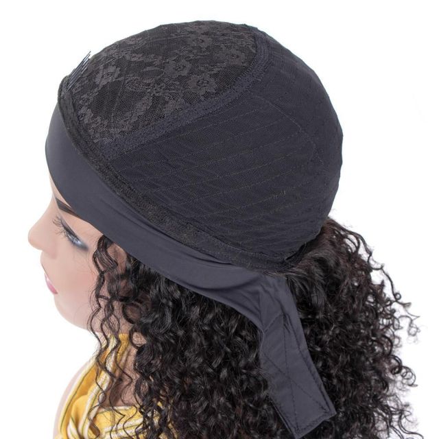 KissBeauty Head band Wig Kinky straight hair Wig easy to wear no gule natural black color wig