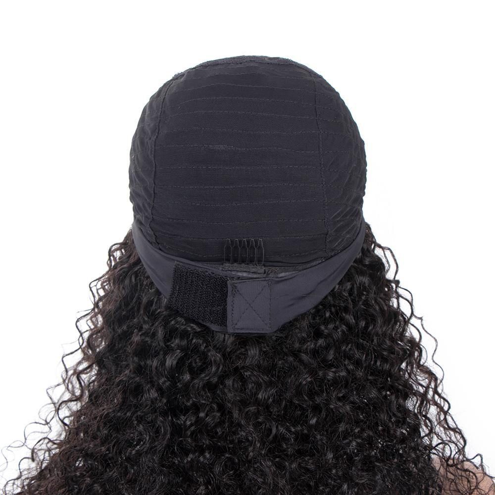 KissBeauty Head band Wig Kinky straight hair Wig easy to wear no gule natural black color wig