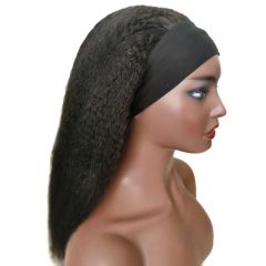 KissBeauty Head band Wig Kinky straight hair Wig easy to wear no gule natural black color wig