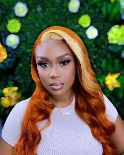 KissBeauty Orange/613# color Body  wavy  Lace Front Human Hair Wigs For Women Human Hair Wig Brazilian Remy 22inch 13*4 Lace Front Wigs