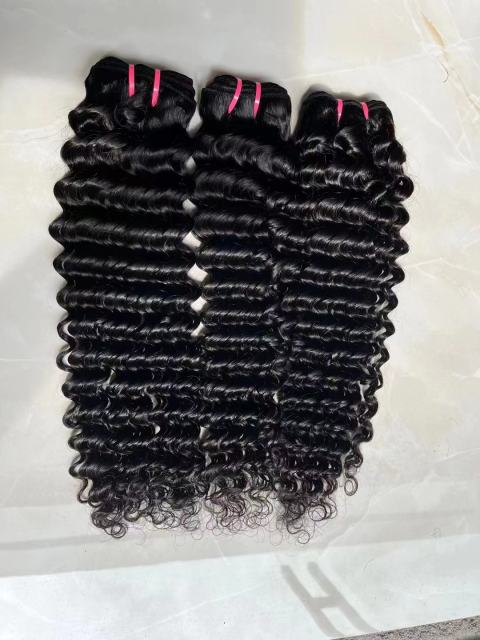 KissBeauty 3PCS SET Natural Color  Water Wave Deep Wave  Bundles  100g 100% Human Virgin Hair Bundles  Double Machine Weft