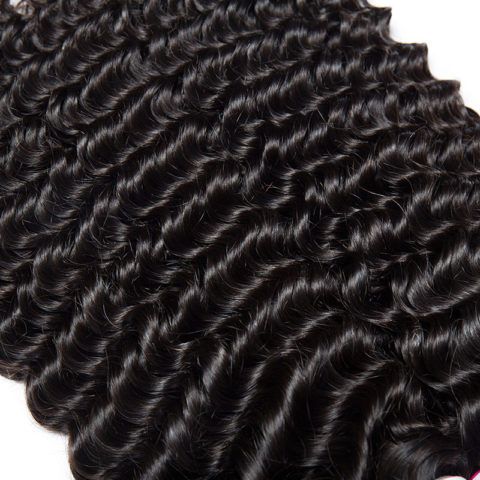 KissBeauty 4PCS SET  Natural Color  Jerry Curly Wave Deep Wave  4PCS  Bundles   Plus Closure  Package 400g 100% Human Virgin Hair Bundles  Double Machine Weft
