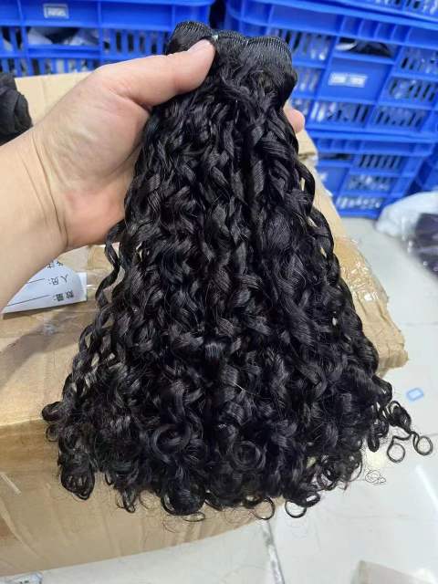 KissBeauty  Pixie Curly  Double Drawn  Hair Bundles Natural Black  Color Hair Bundles 100g 100% Human Hair Bundles Silky Hair Weft