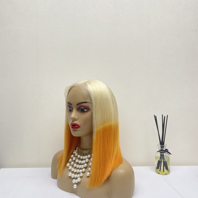 KissBeautywigs 613/Orange  Bob Lace Front Bob Wigs Brazilian 13x4 Lace Part Short Bob Wigs 160% Density Ombre Wigs