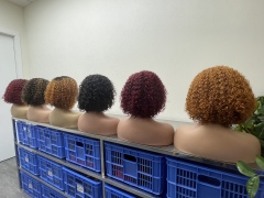 KissBeauty C- part Jerry Curly Wigs Lace Front  Human Hair Wigs