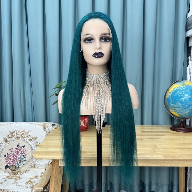 KissBeauty  Green 13×4 transparent Lace  Frontal lace  Wig colorful Straight  Hair Wigs Lace Front  Human Hair Wigs