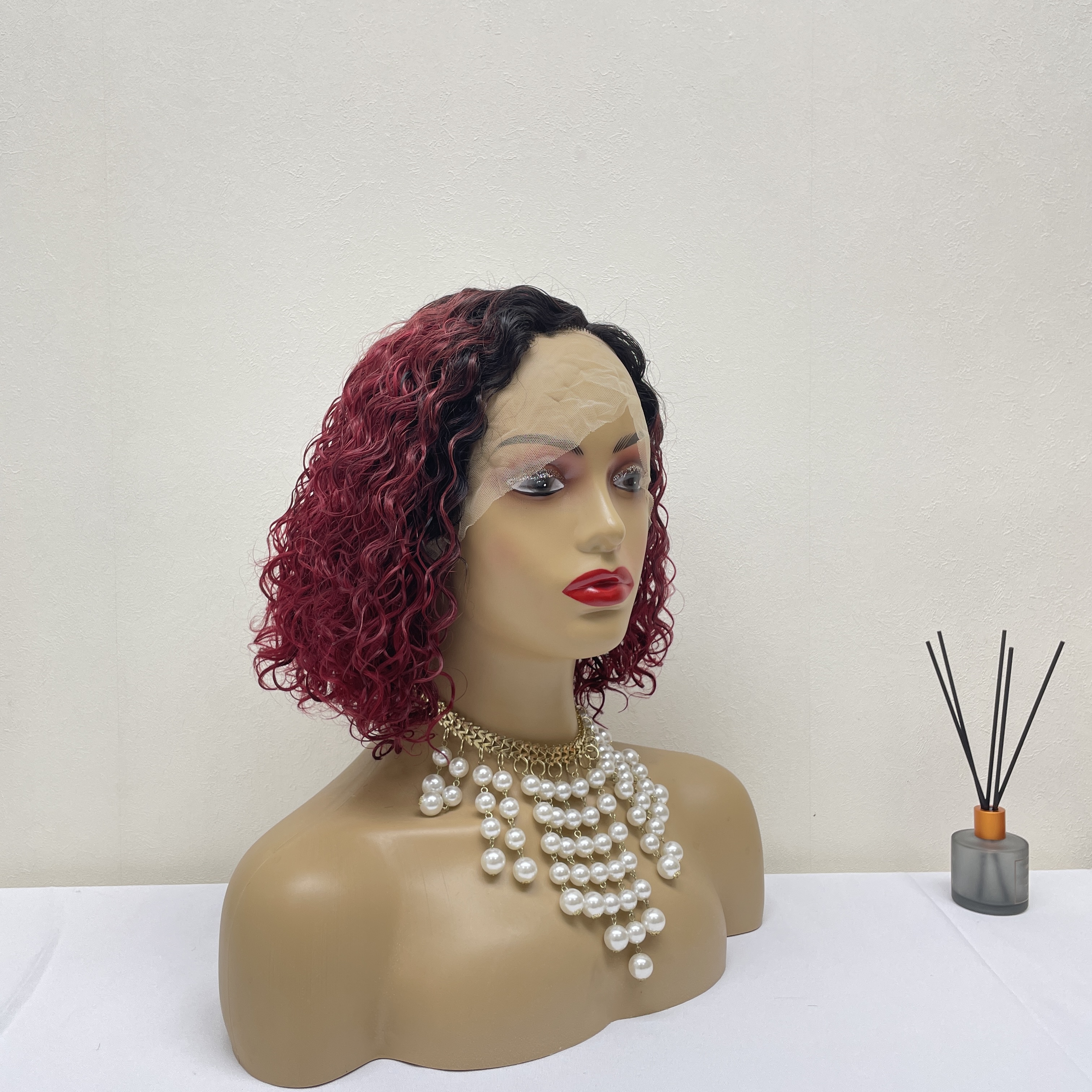 KissBeauty T1B/BUG# C- part Water Wave Wigs Lace Front  Human Hair Wigs