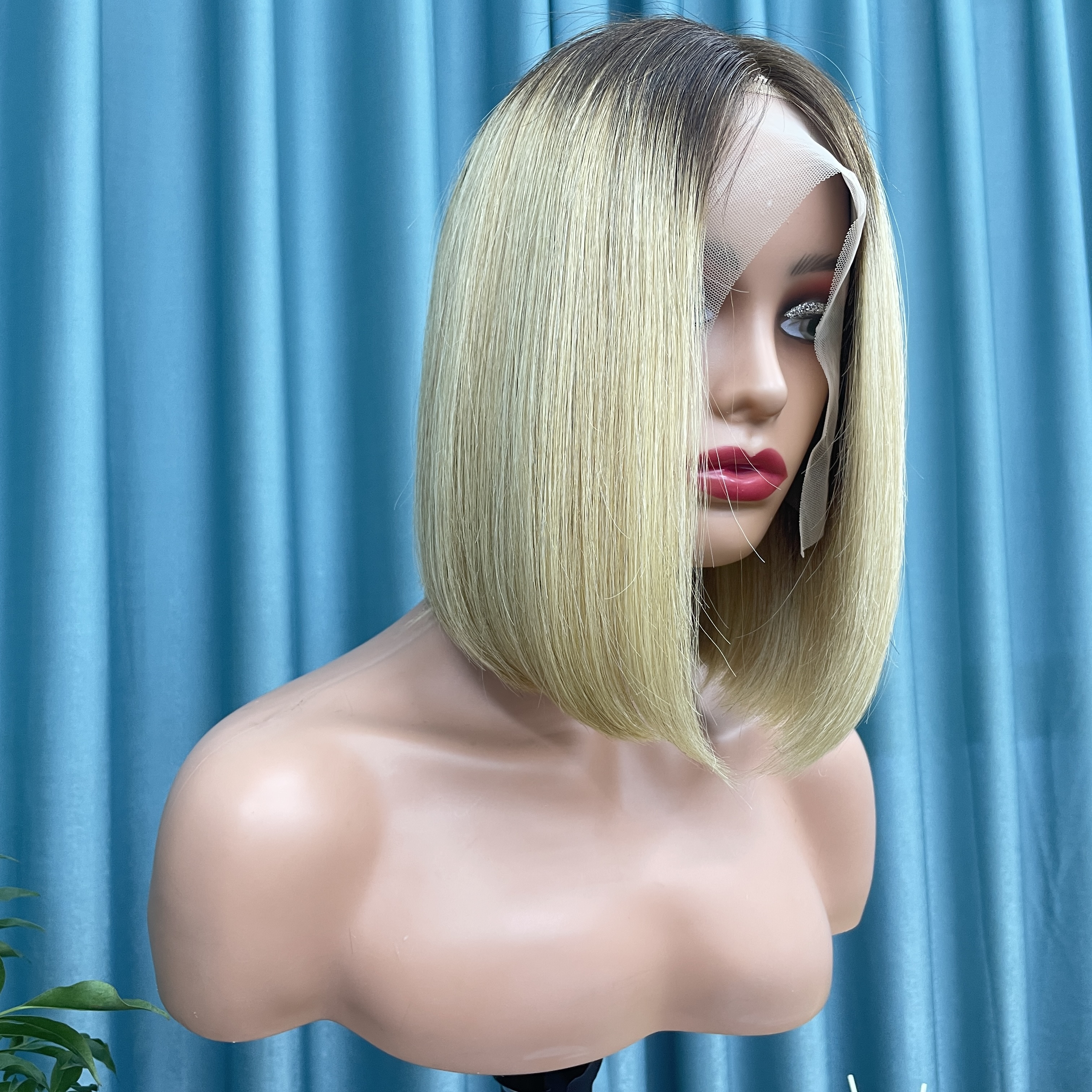 KissBeauty raw straight hair T1B/BUG T part lace frontal Wig