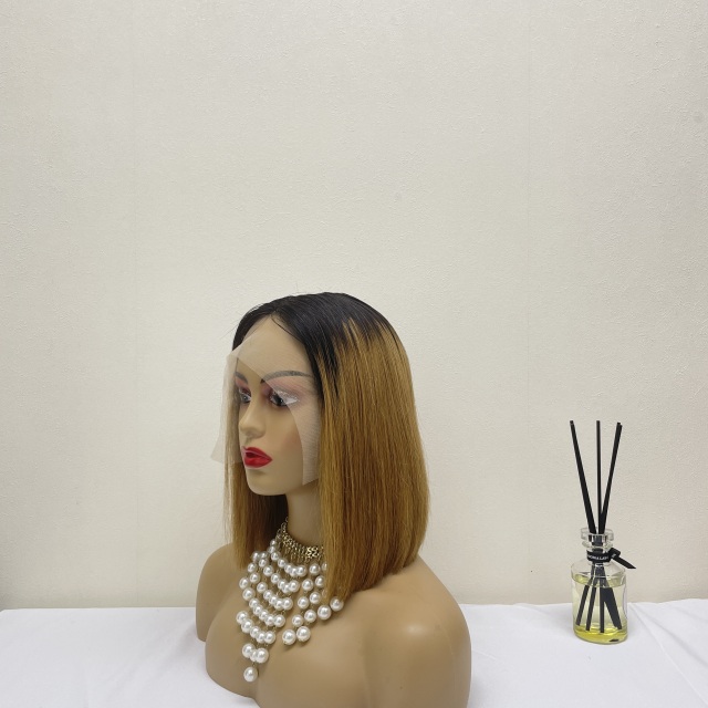KissBeauty raw bone straight hair 350# T part lace frontal Wig