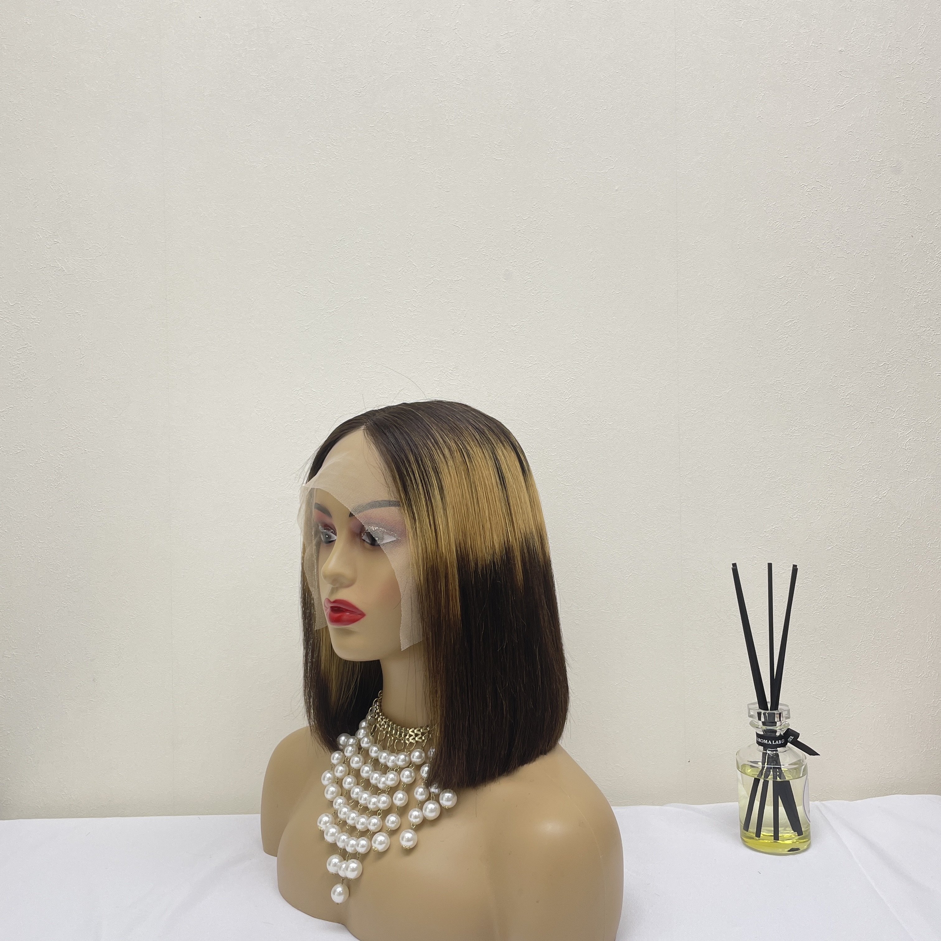 KissBeauty raw straight hair T1B/Green T part lace frontal Wig