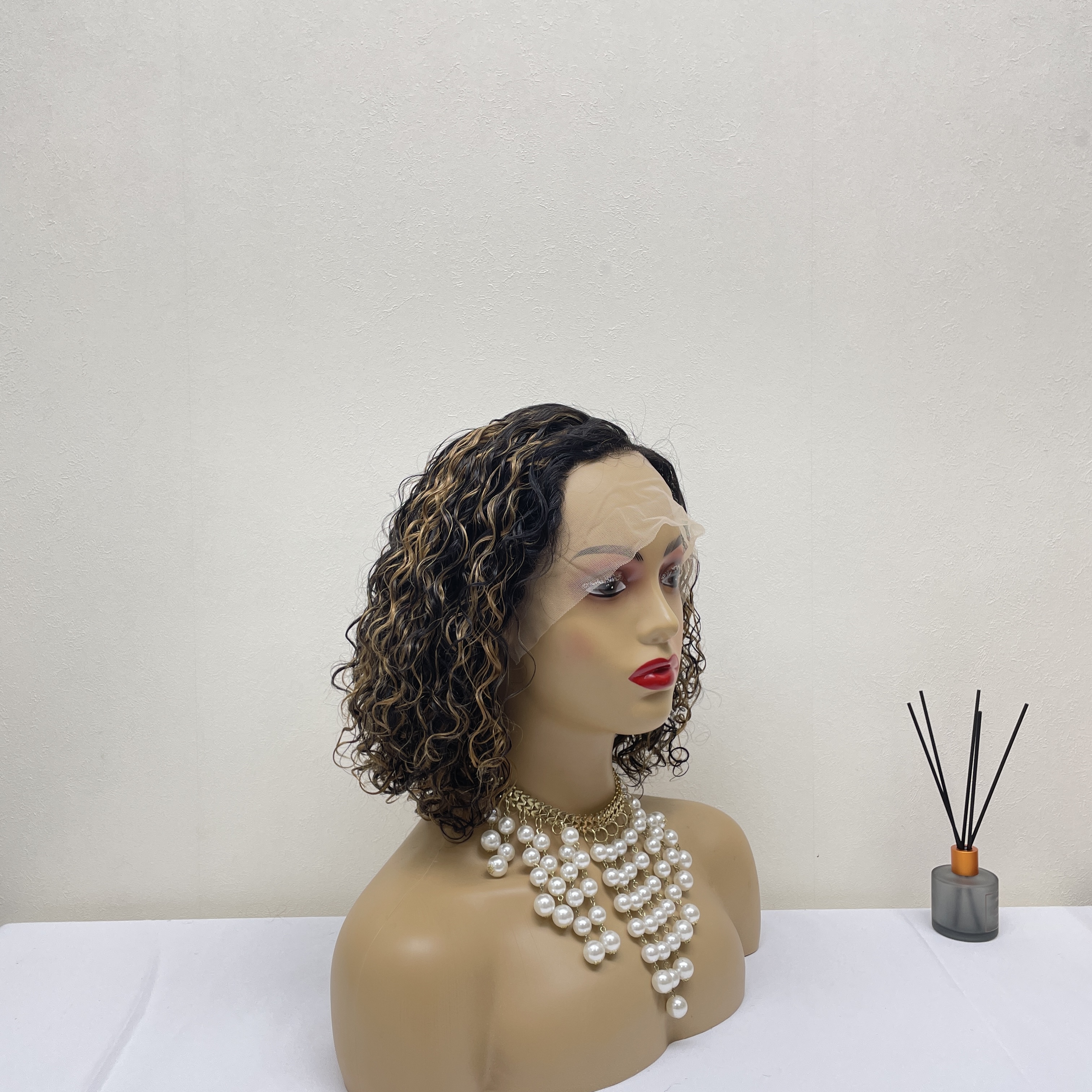 KissBeauty T1B/BUG# C- part Water Wave Wigs Lace Front  Human Hair Wigs
