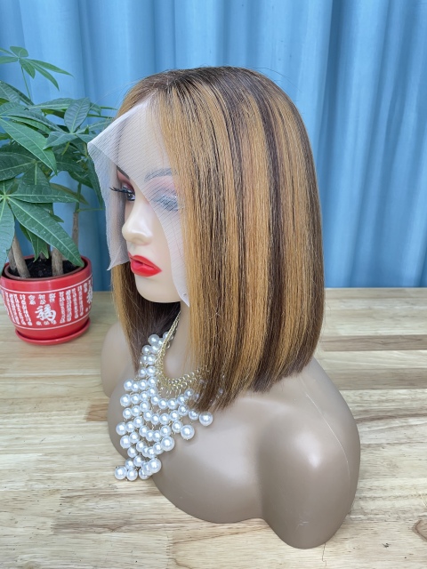 KissBeauty raw bone straight hair 27# T part lace frontal Wig