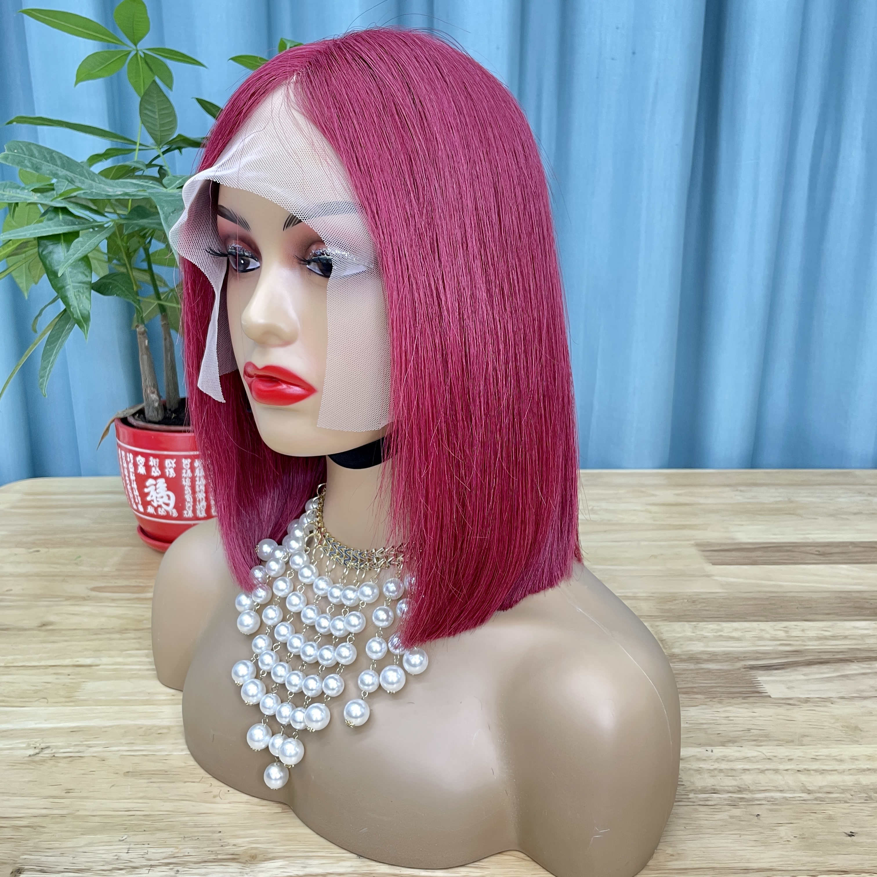 KissBeauty raw bone straight hair Orange# T part lace frontal Wig
