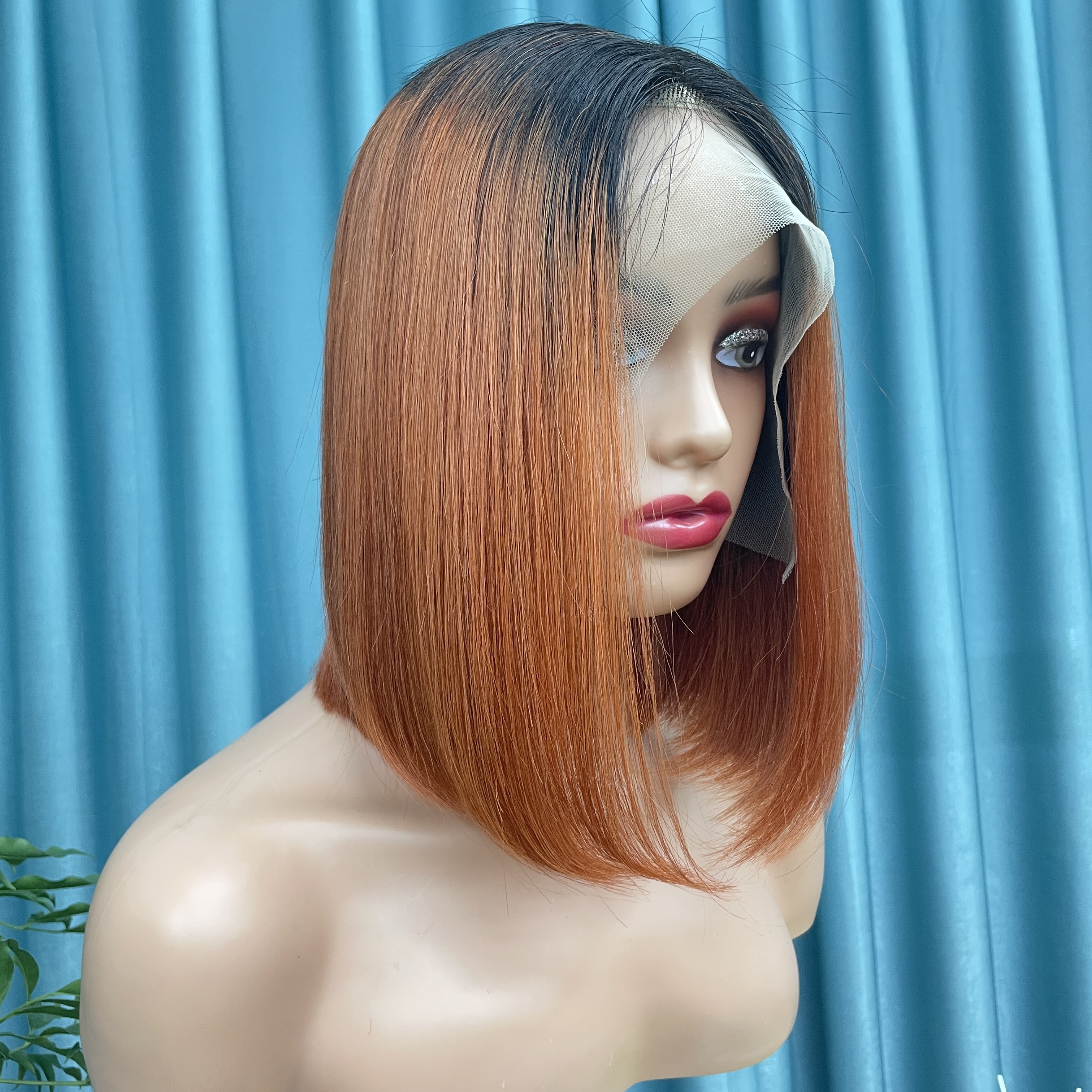 KissBeauty raw bone straight hair T4/27# T part lace frontal Wig