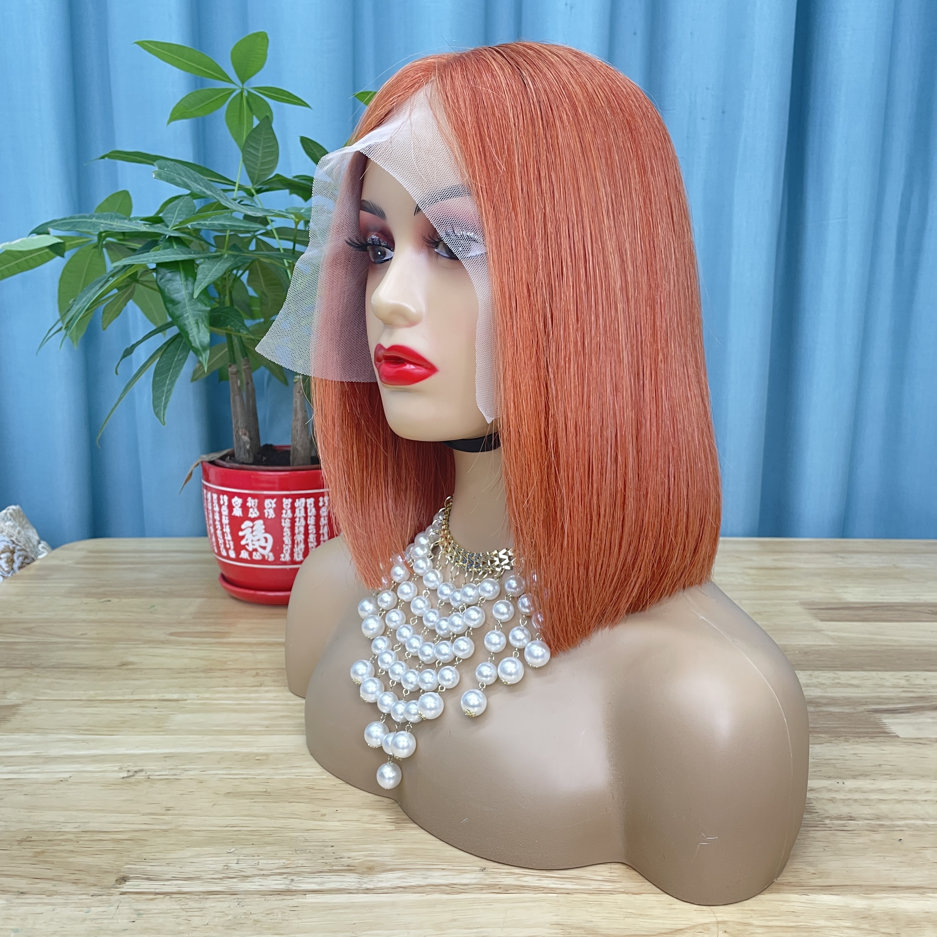 KissBeauty raw bone straight hair T1B27# T part lace frontal Wig