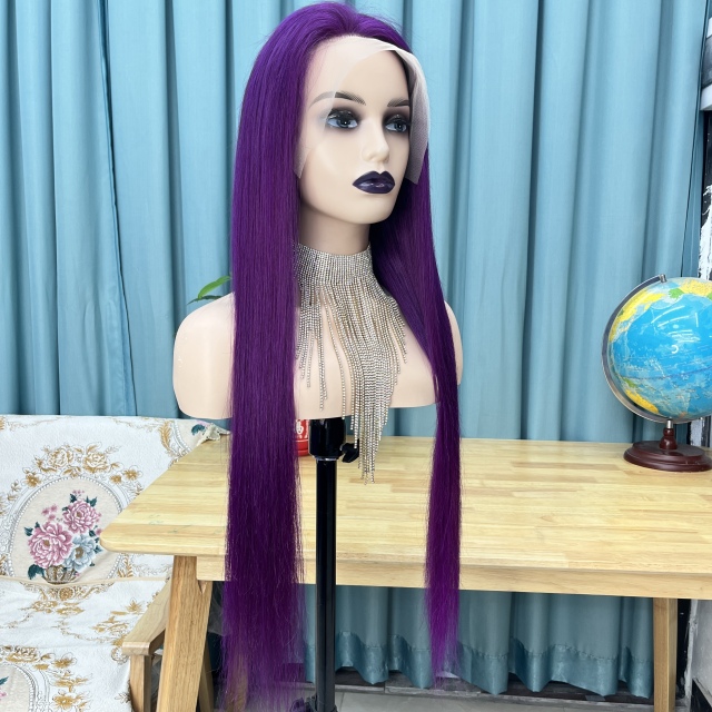 KissBeauty  Purple 13×4 Lace  Frontal lace  Wig colorful Straight  Hair Wigs Lace Front  Human Hair Wigs
