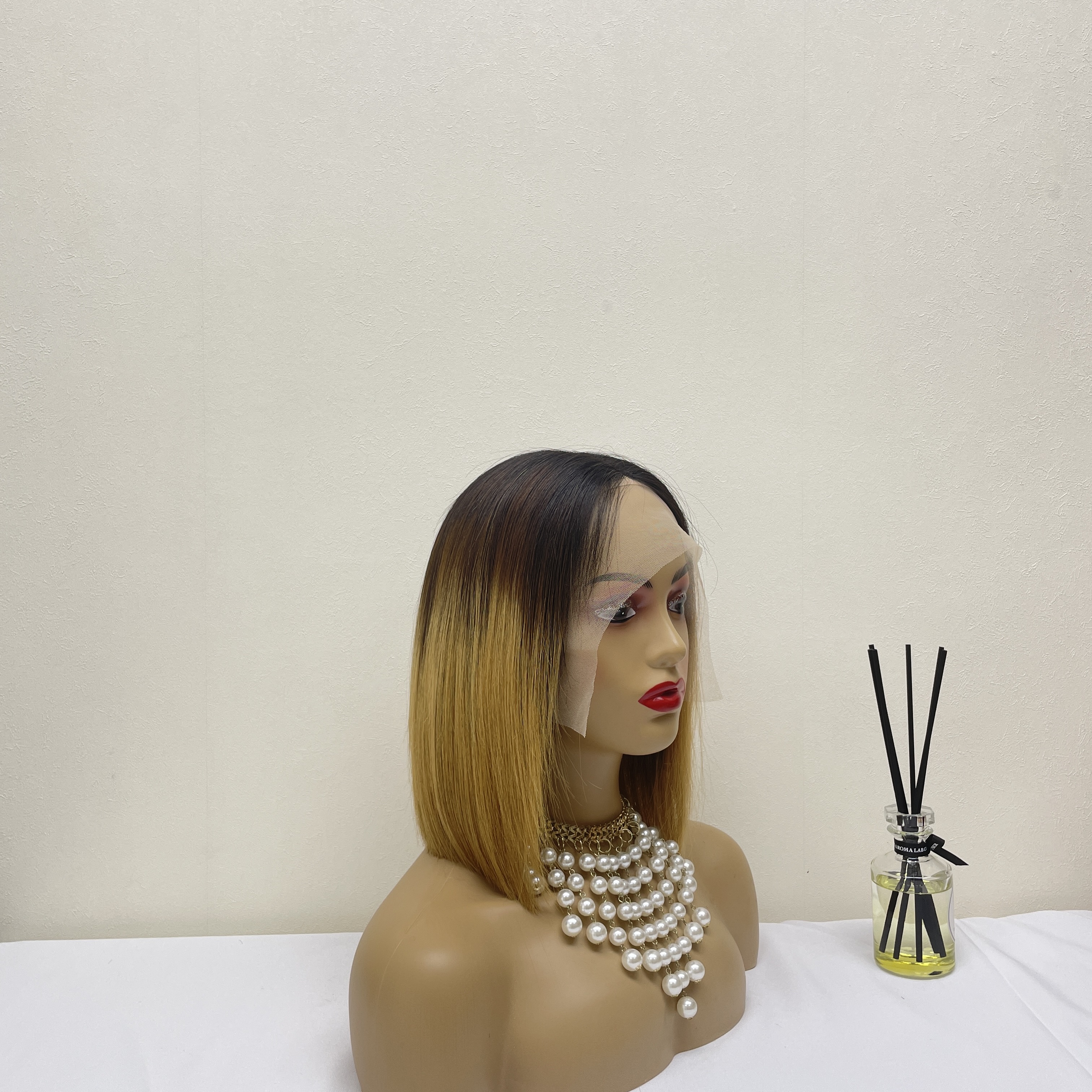 KissBeauty raw bone straight hair M4/27# T part lace frontal Wig