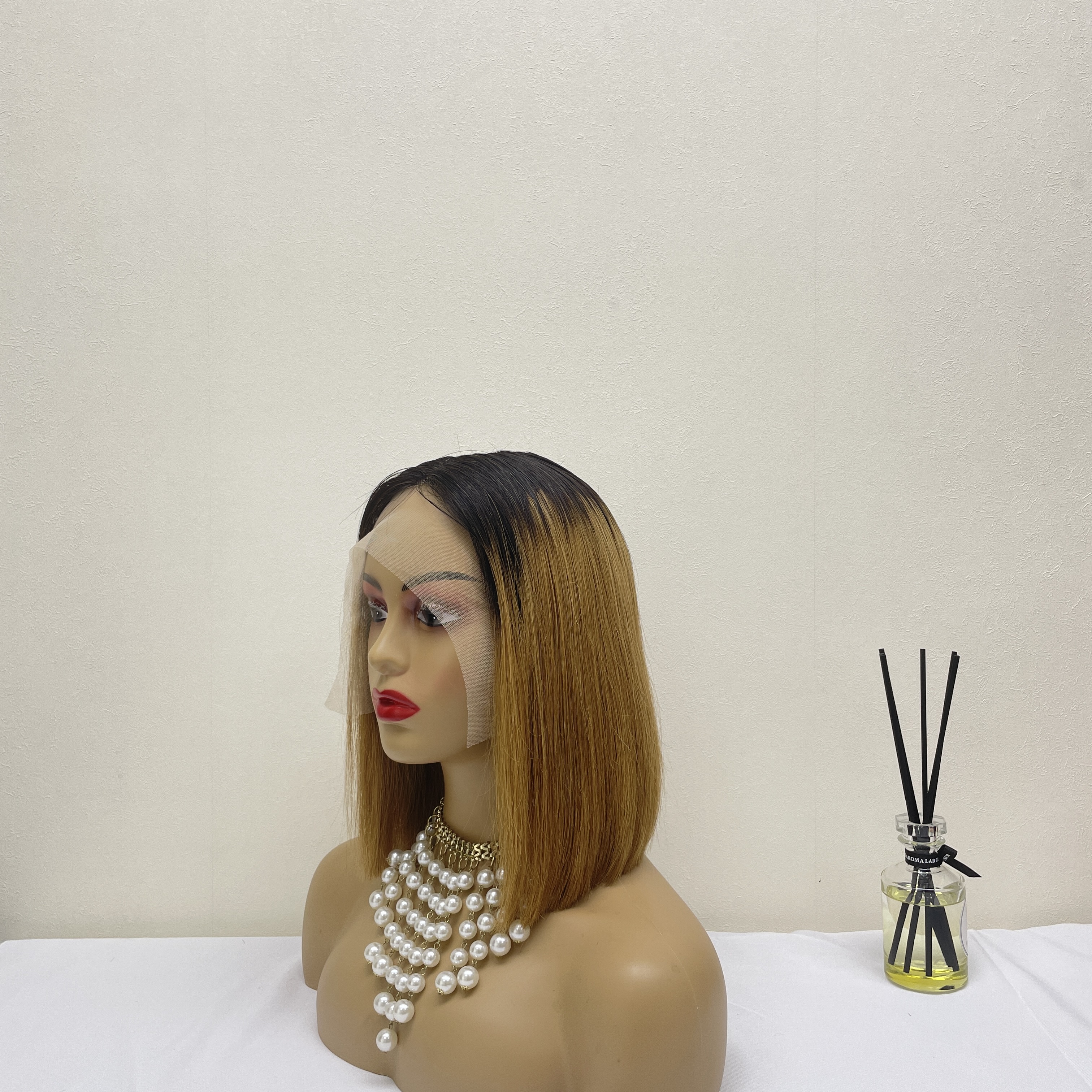 KissBeauty raw bone straight hair M4/27# T part lace frontal Wig