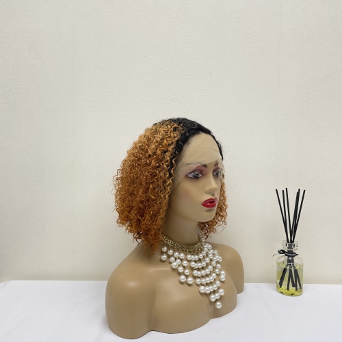 KissBeauty Orange C- part Jerry Curly Wigs Lace Front  Human Hair Wigs