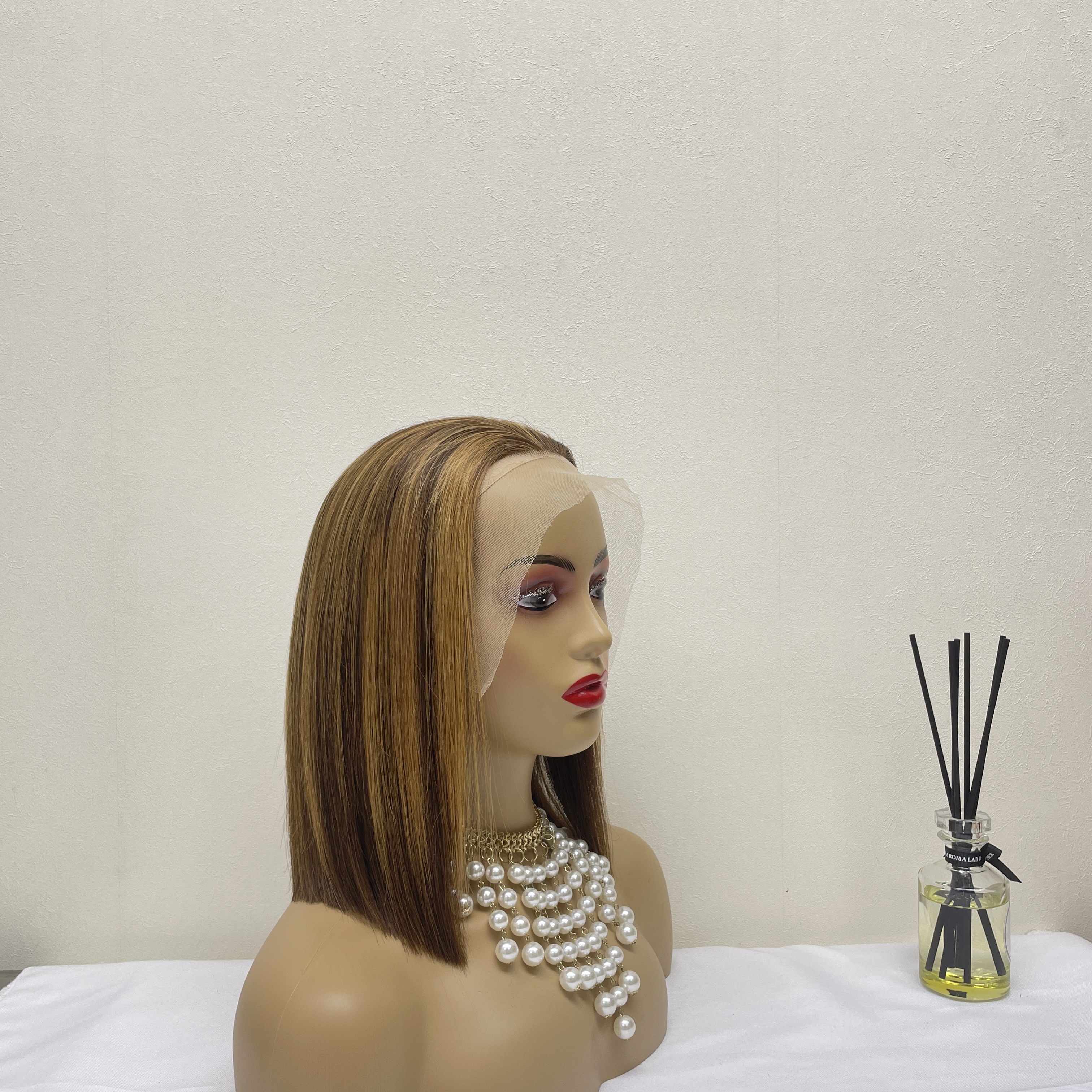 KissBeauty raw bone straight hair 4# 13x4 transparent lace frontal Wig