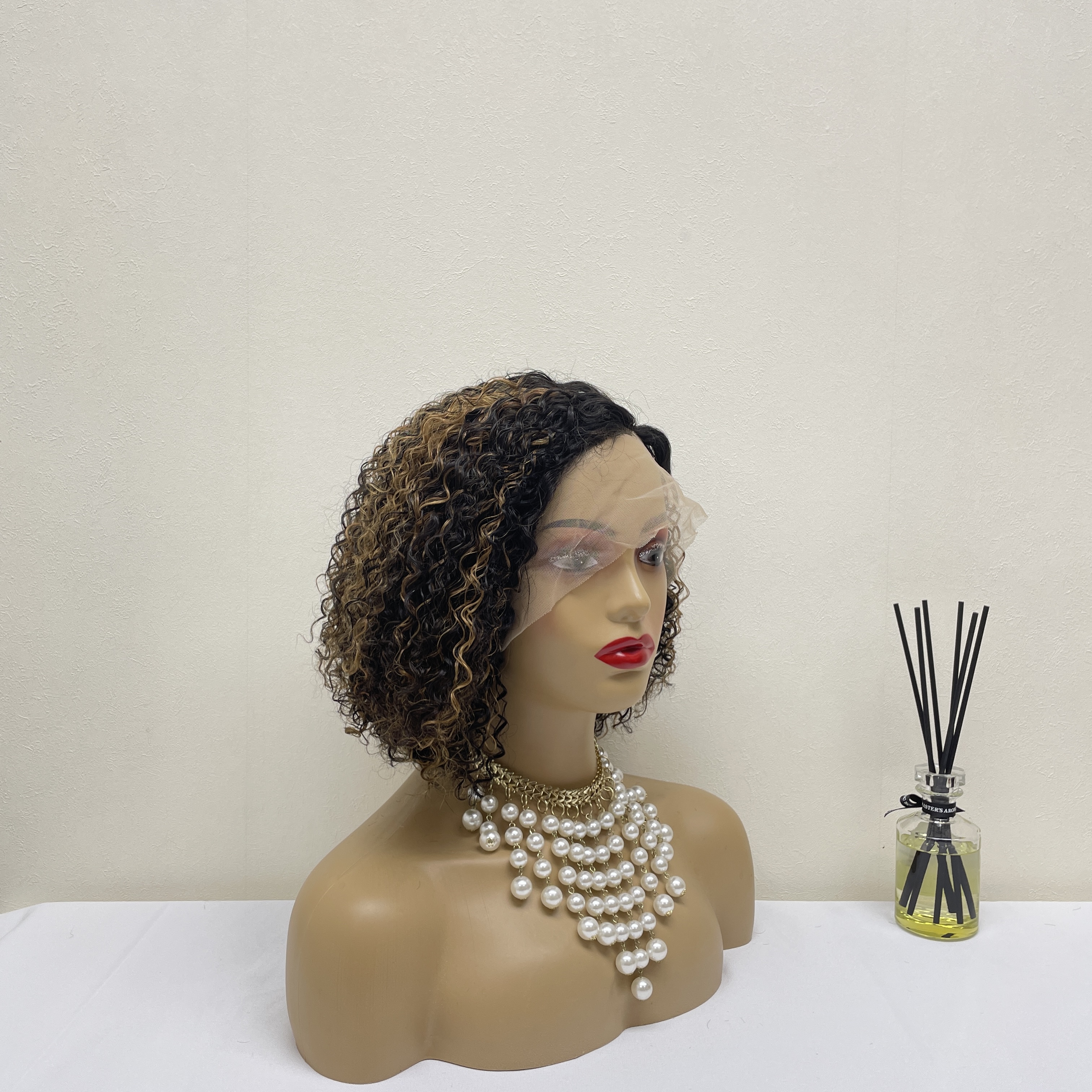 KissBeauty T1B/BUG C- part Jerry Curly Wigs Lace Front  Human Hair Wigs
