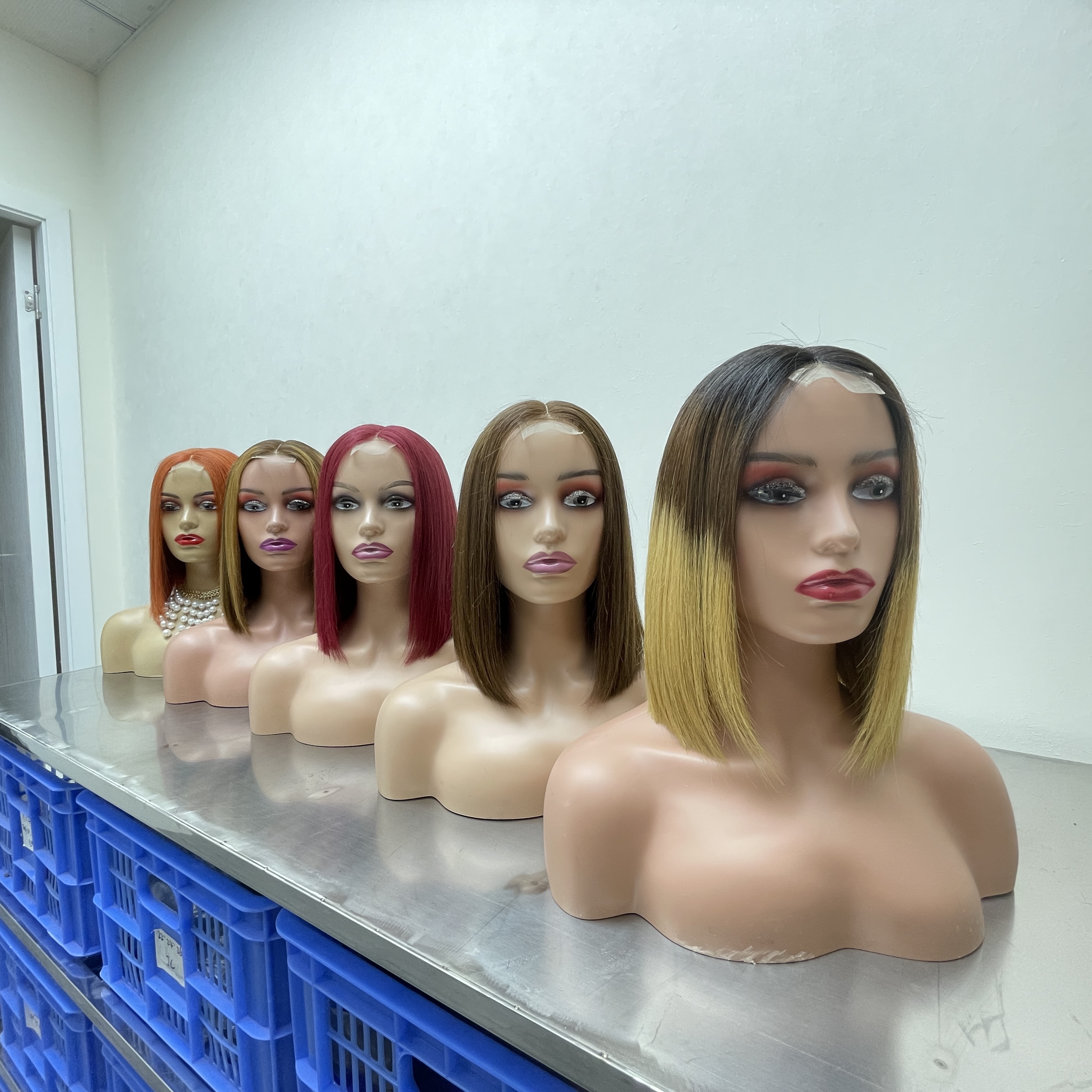 KissBeauty raw bone straight hair T1B/Green 2x6 transparent lace frontal Wig