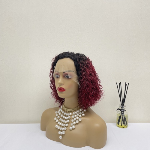 KissBeauty T1B/BUG C- part Jerry Curly Wigs Lace Front  Human Hair Wigs