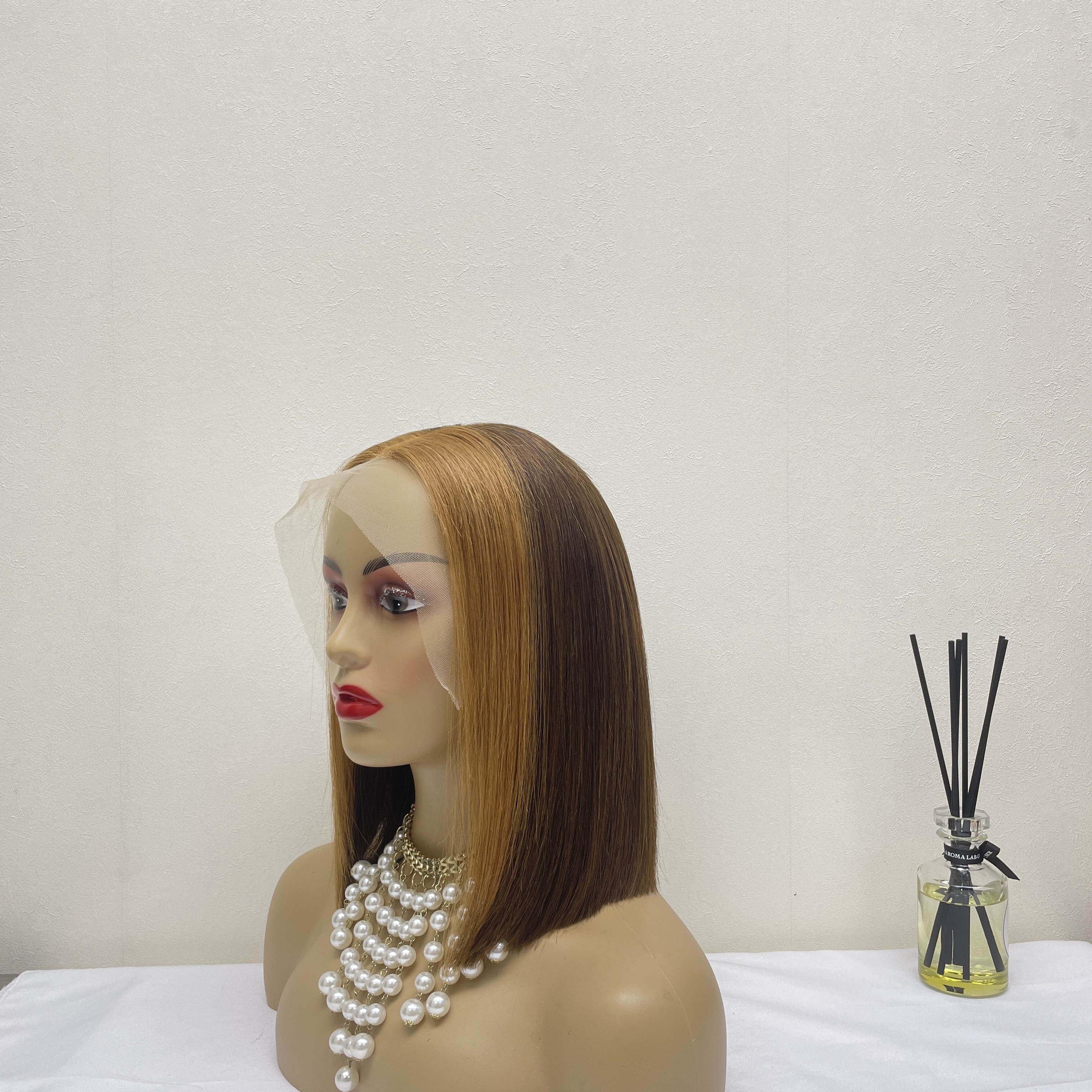 KissBeauty raw bone straight hair 4# 13x4 transparent lace frontal Wig