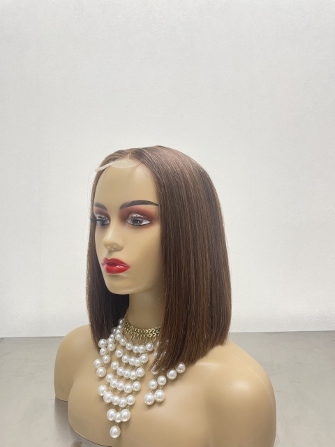 KissBeauty raw bone straight hair P4/27 2x6 transparent lace frontal Wig
