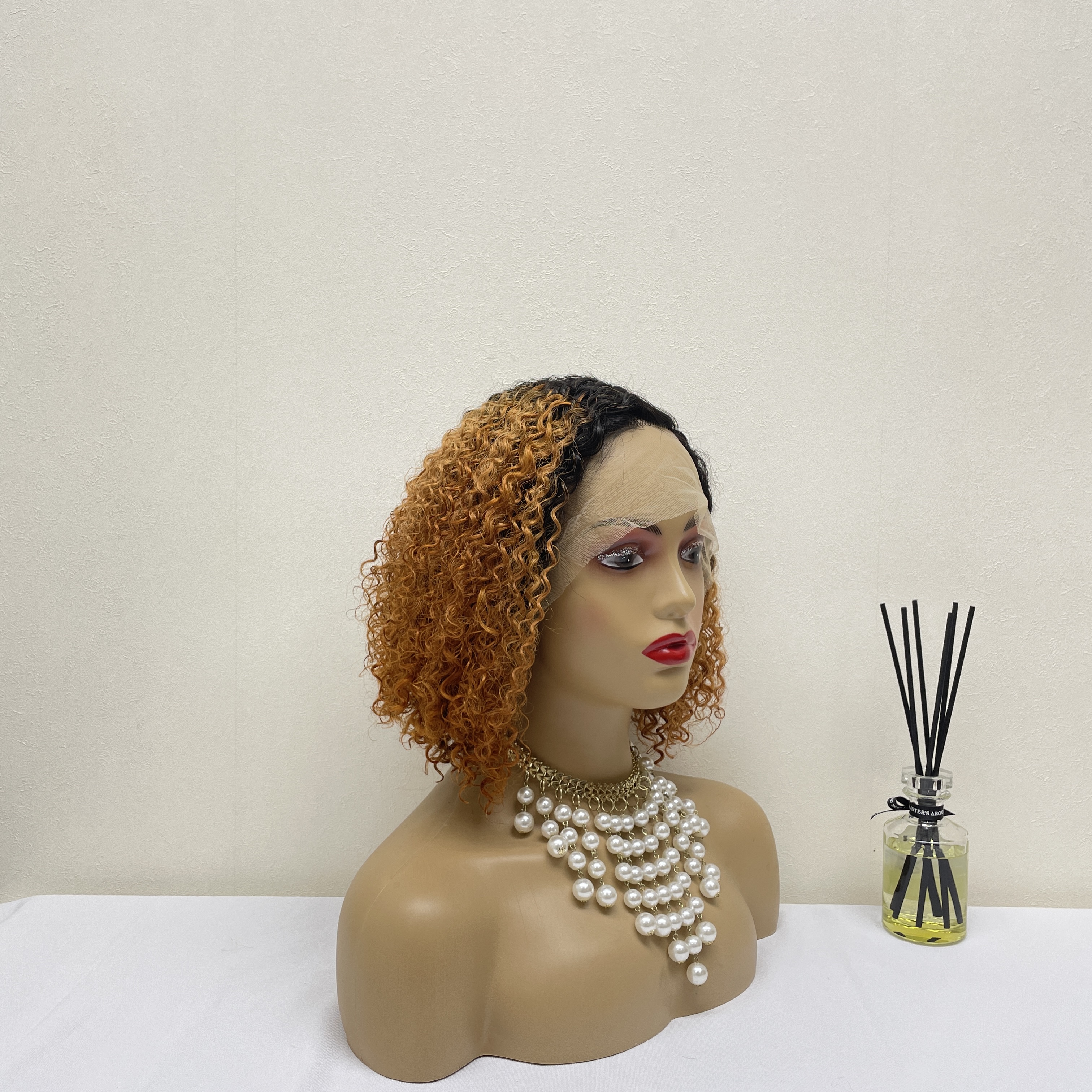 KissBeauty Nature color C- part Jerry Curly Wigs Lace Front  Human Hair Wigs