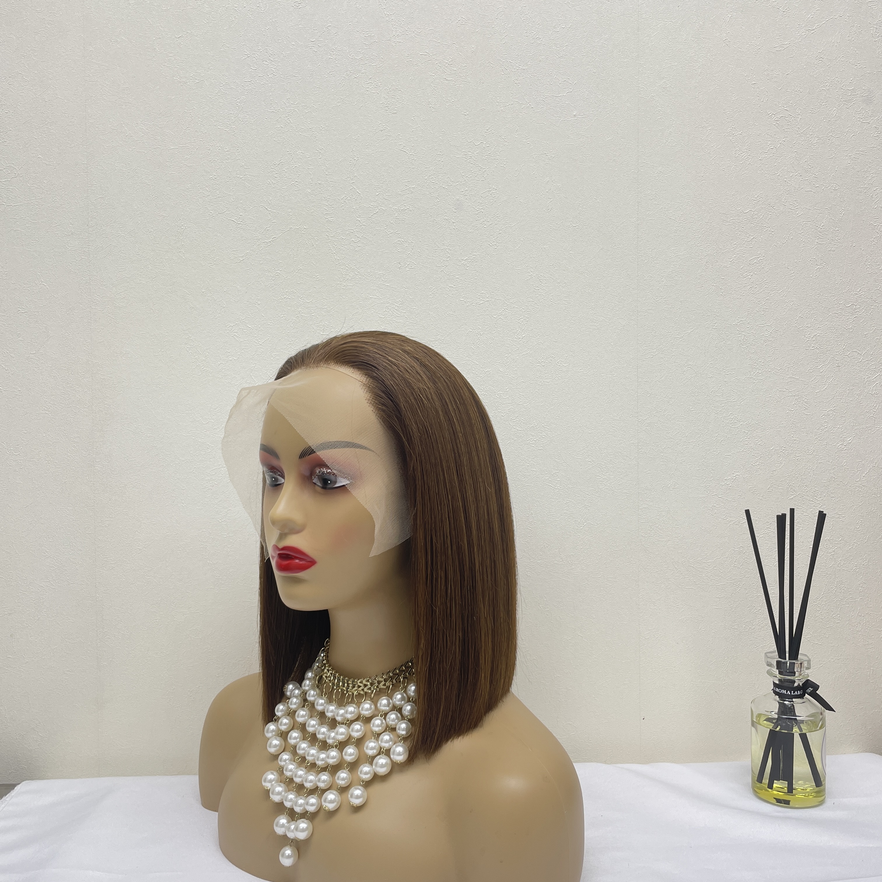 KissBeauty raw bone straight hair T1B/Orange 13x4 transparent lace frontal Wig