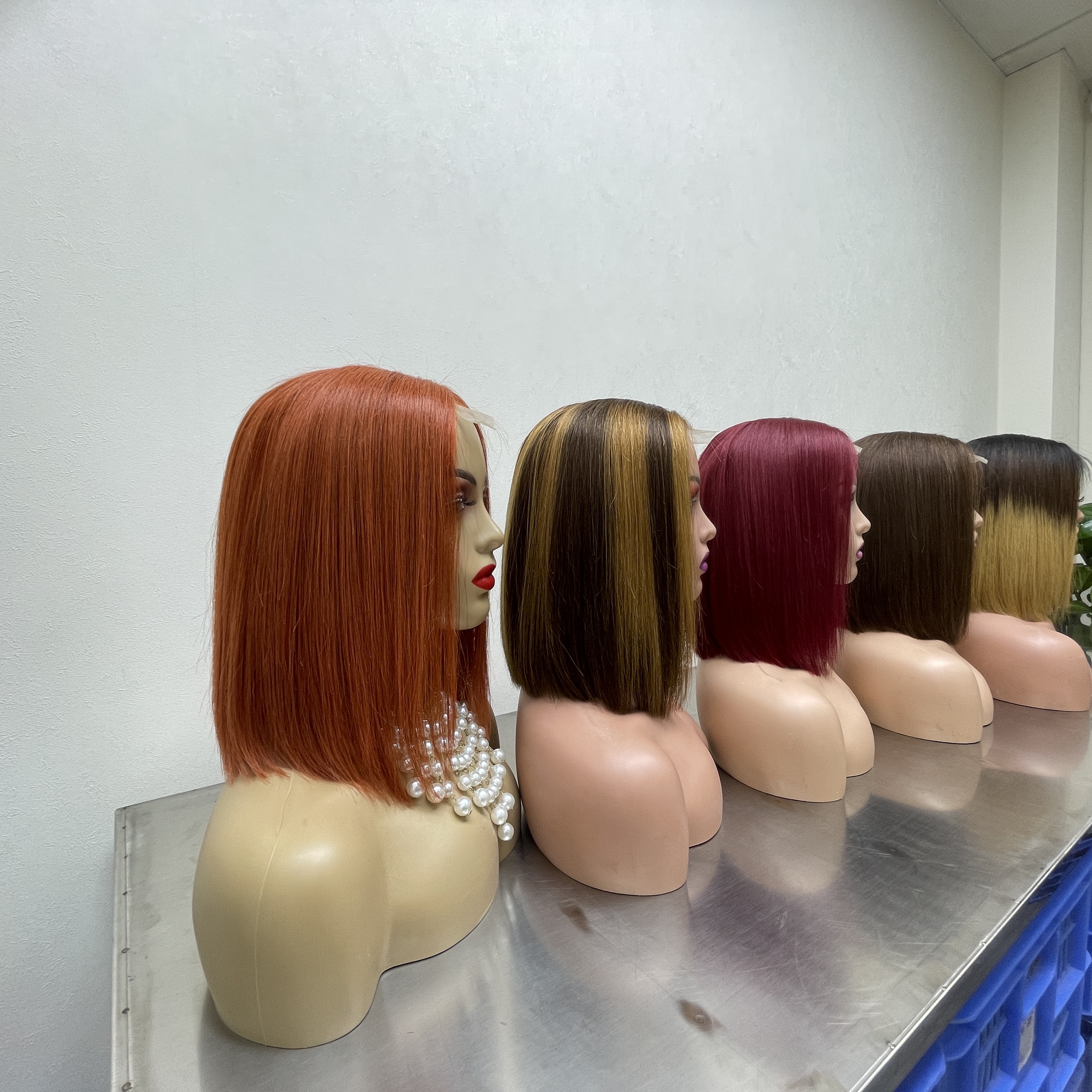 KissBeauty raw bone straight hair T1B/Green 2x6 transparent lace frontal Wig