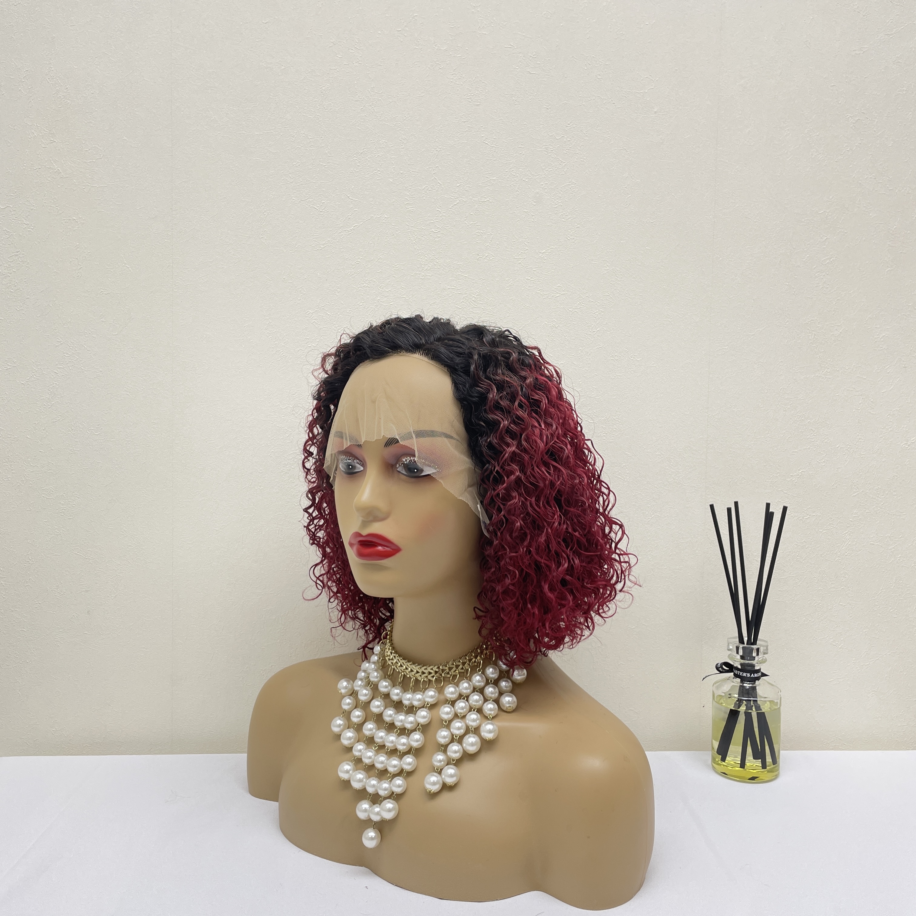 KissBeauty T1B/Orange C- part Jerry Curly Wigs Lace Front  Human Hair Wigs