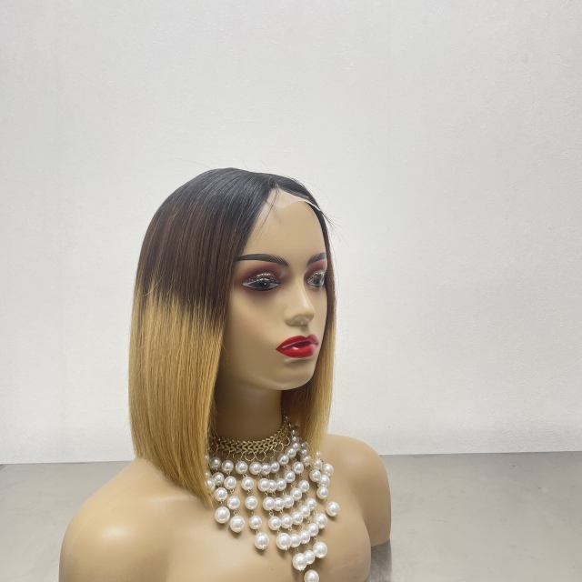 KissBeauty raw bone straight hair P4/27 2x6 transparent lace frontal Wig