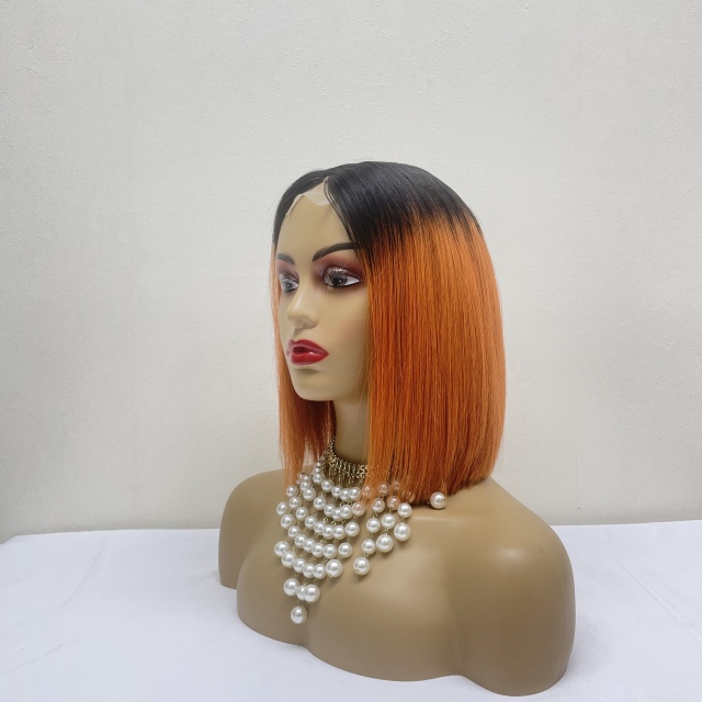 KissBeauty raw bone straight hair P4/27 2x6 transparent lace frontal Wig