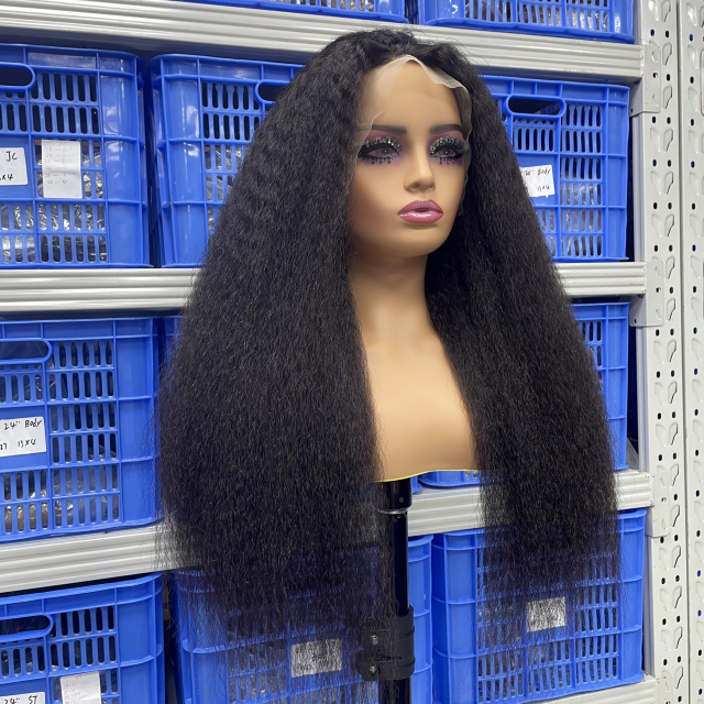 KissBeauty Raw indian hair 200%density Kiki straight 13x4 Hd lace frontal wig
