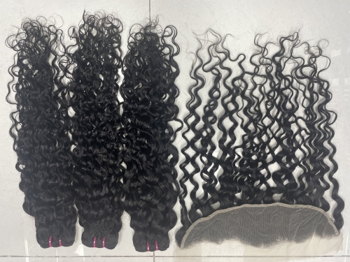 KissBeautywigs Especially make for you nature wave raw indian hair bundles with 13x4 Transparent lace frontal closure