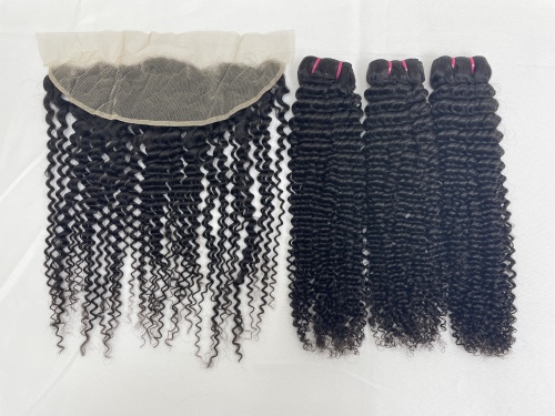 KissBeautywigs Especially make for you water wave raw indian hair bundles with 13x4 Transparent lace frontal closure