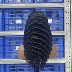 KissBeauty Raw indian hair 200%density Jerry curly 13x4 transparent lace frontal wig factory make glueless lace wig