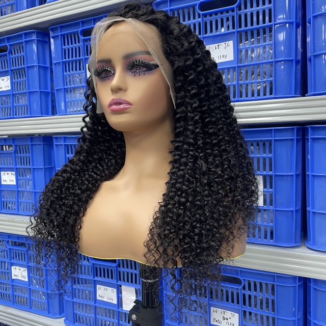 KissBeauty Raw indian hair 200%density Kiki curly 13x4 transparent lace frontal wig