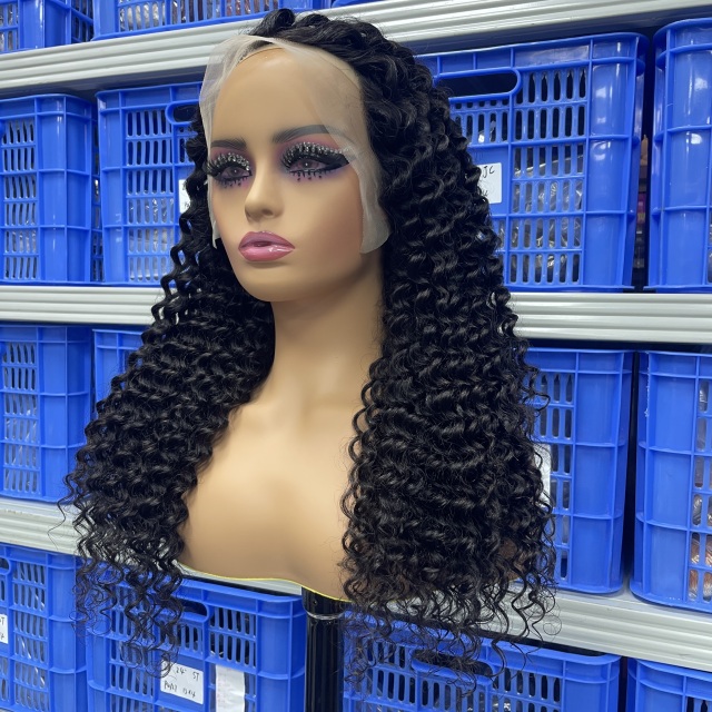 KissBeauty Raw indian hair 200%density Kiki curly 13x4 transparent lace frontal wig