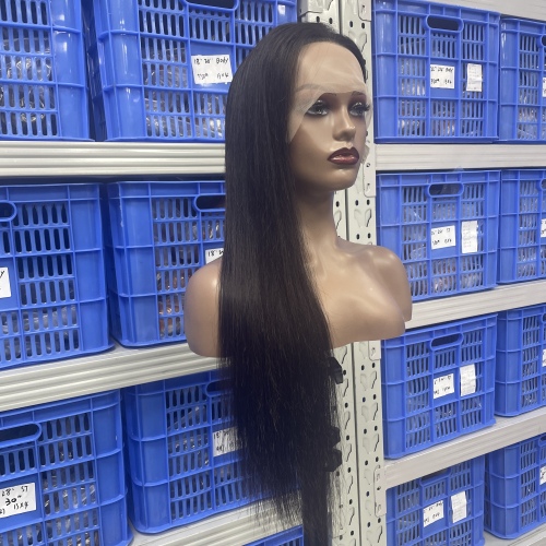 KissBeauty Raw indian hair 200%density straight 13x4 transparent lace frontal wig factory make glueless lace wig