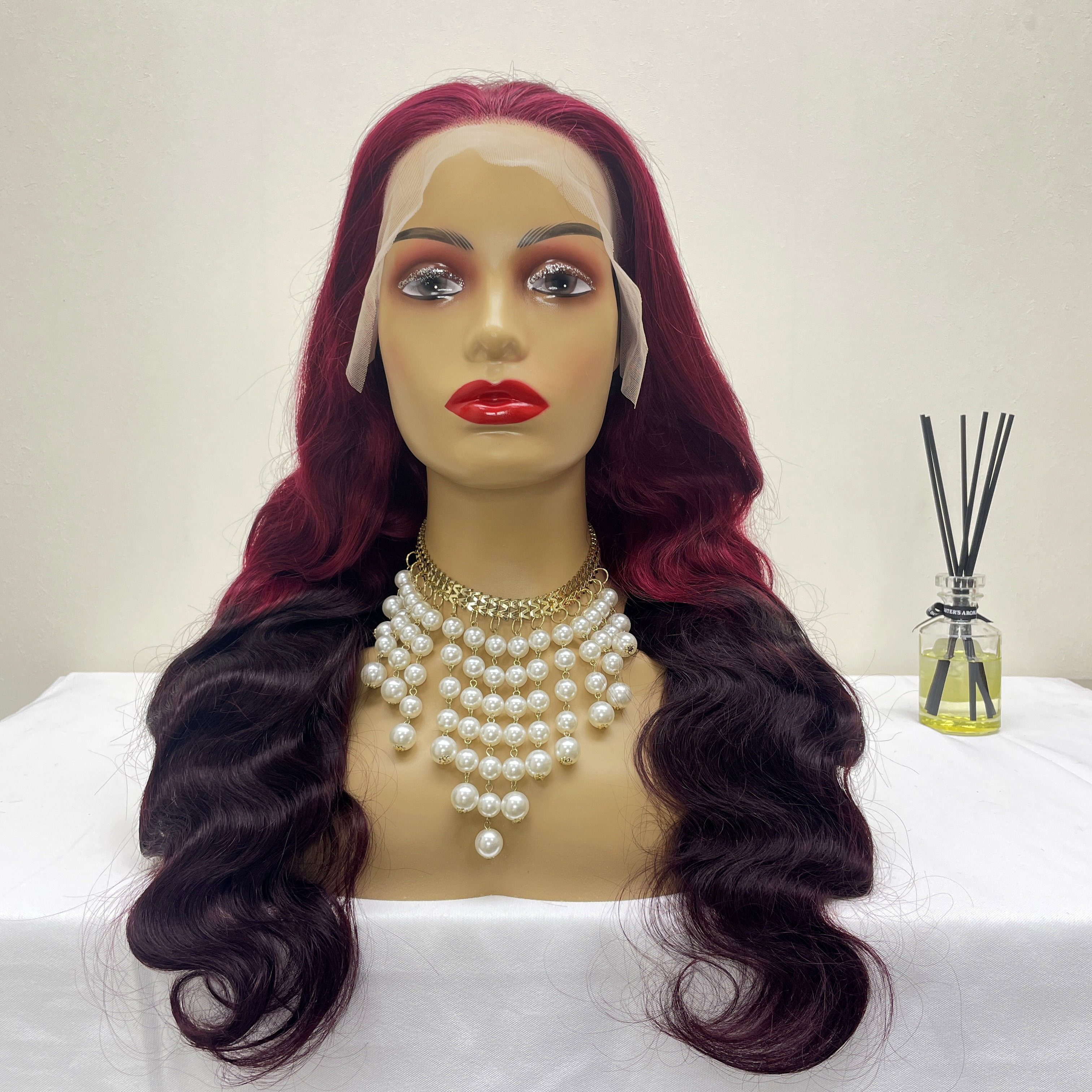 KissBeauty body wave Red/black/Red 13×4 Lace  Frontal Wig transparent lace wig 20inch to 30inch have stock 24hours within ship