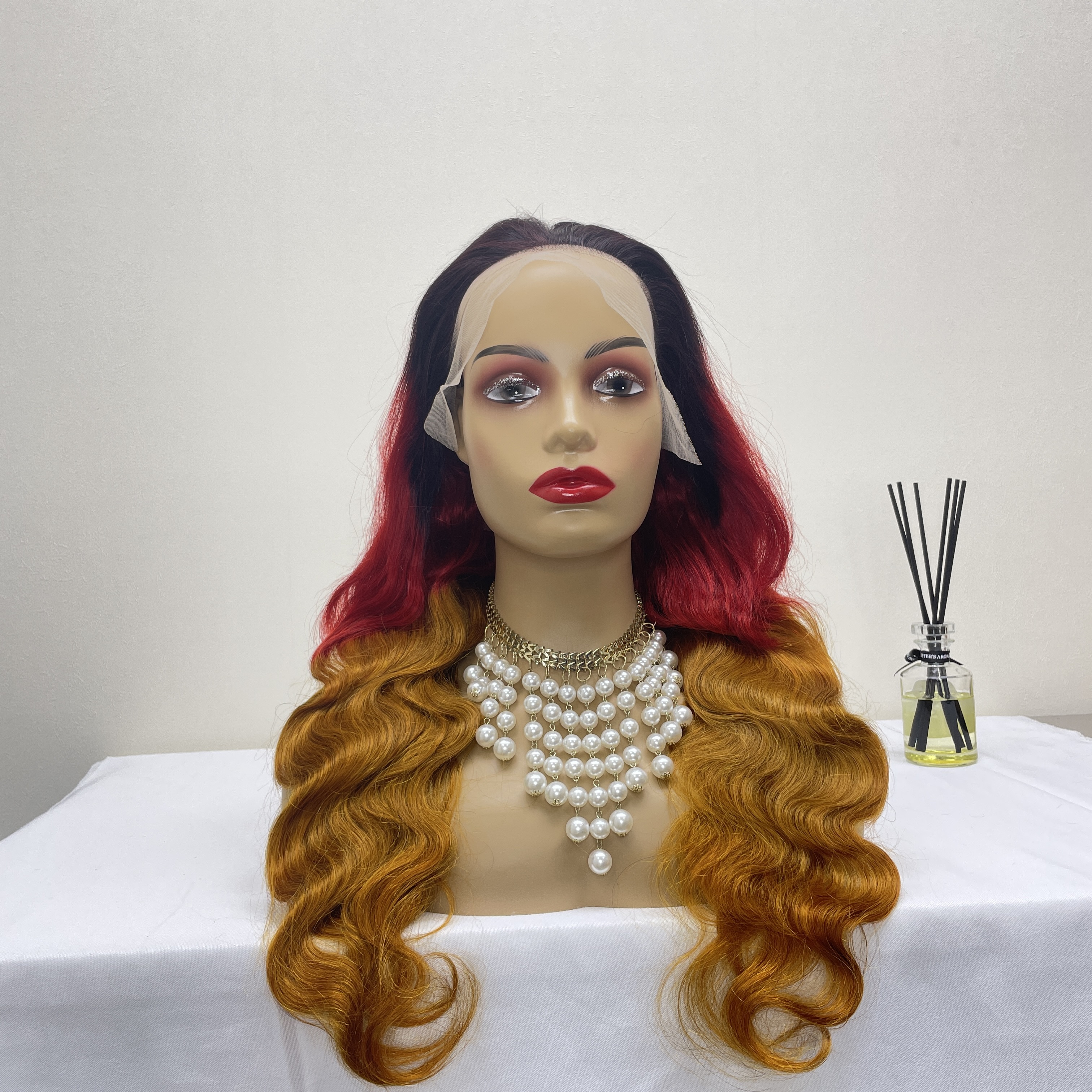 KissBeauty body wave 1B/Red/Golden 13×4 Lace  Frontal Wig transparent lace wig 20inch to 30inch have stock 24hours within ship