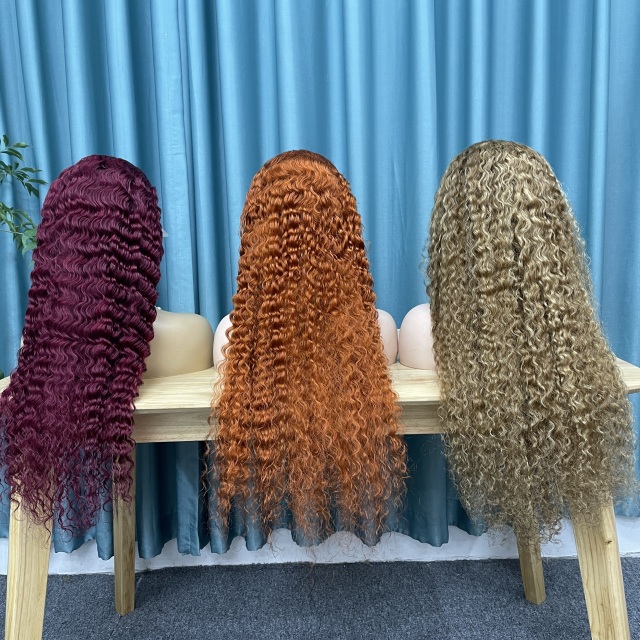 KissBeauty loosedeep wave P2/golden color 13×4 Lace  Frontal Wig transparent lace wig 20inch to 30inch have stock 24hours within ship