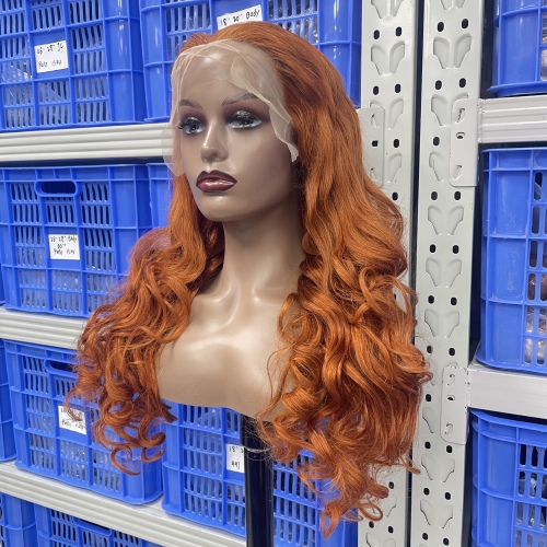 KissBeauty loose wave ginger color 13×4 Lace  Frontal Wig transparent lace wig 22inch to 28inch have stock 24hours within ship