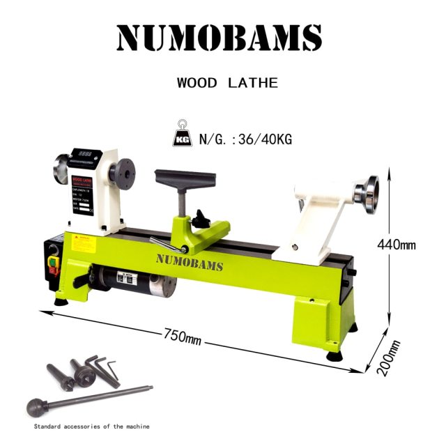NUMOBAMS MC1218VB 750W Variable speed adjustable Wood Lathe Machine
