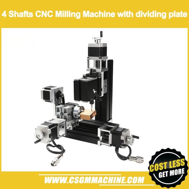 TCZ10002M 60W 4 Shafts CNC Milling Machine with dividing plat/ 60W,12000rpm Big Power Metal Milling/4 axis Mache3 CNC Machine